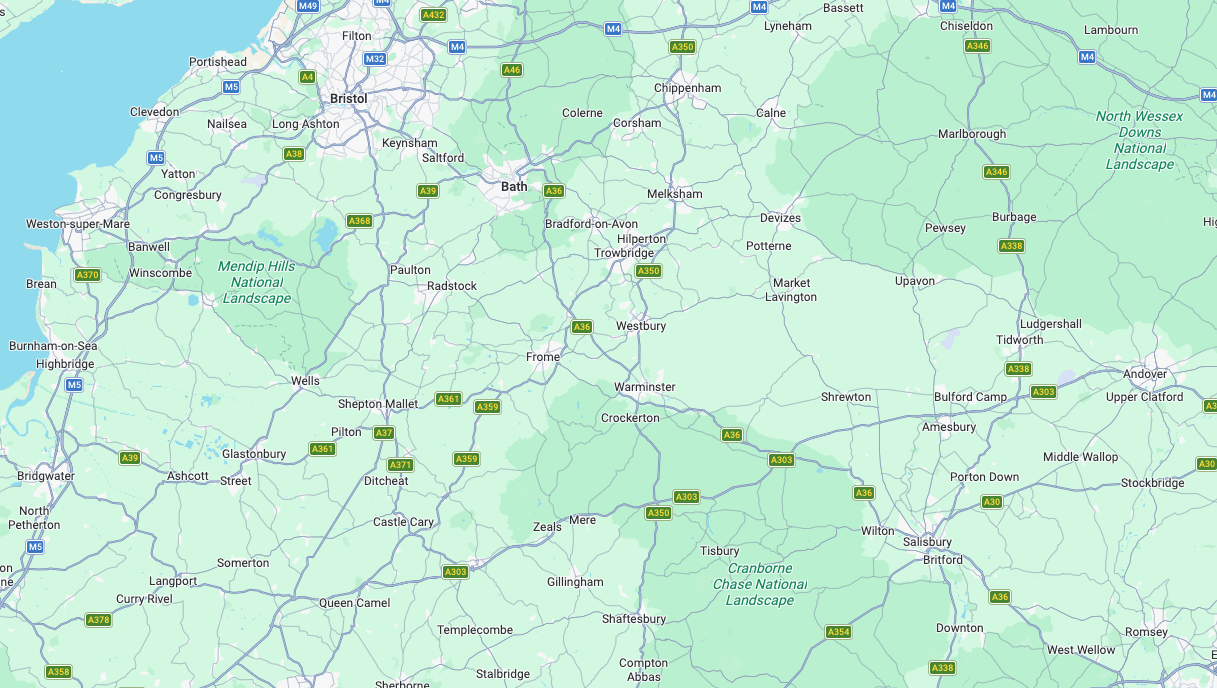 Map of Somerset and Wiltshire